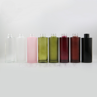 Botol dan Stoples Kosmetik Kaca Buram Coklat Pink Hijau, Alas Tebal Silinder, Kemasan Lotion Serum Minyak Esensial 100ml