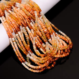 Cuentas de ópalo de fuego de grado premium con cuentas de ópalo de fuego de estilo liso de 16 pulgadas de longitud en forma de Rondelle a la venta - Product Image 3