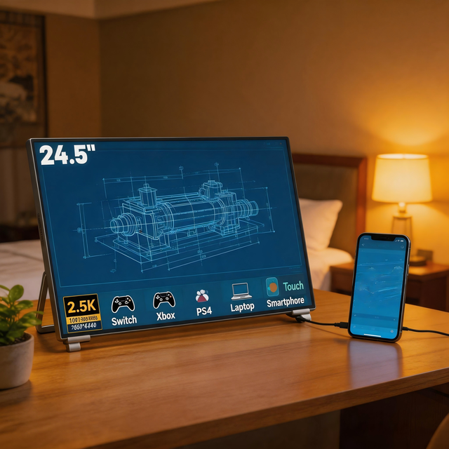 Type-C One Line Connect Portable Touch Monitor 2.5K 165Hz Touch Control for MacBook Windows Laptops