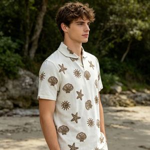 Camisas casuales de lino bordadas, camisa de lino para hombre, manga corta, lino o algodón puro, camisas de buena calidad para hombre - Product Image 4