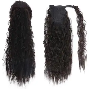 Femme longue bouclée naturelle fibre synthétique pince à cheveux queues de cheval perruque de cheveux queue de cheval perruques moelleuses pour femmes filles