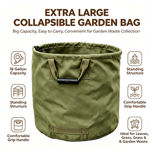 Collapsible Yard Leaf Collecting <b>Bag</b> Heavy Duty <b>Garden</b> Storage <b>Bag</b> for Outdoor Custom Logo Durable Canvas <b>Garden</b> <b>Waste</b> <b>Bag</b> - Product Image 1