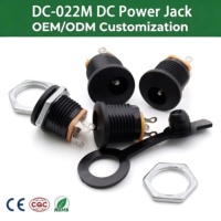 Prise de courant DC à montage sur panneau fileté DC022M avec écrou 5,5x2,1 mm 5,5x2,5 mm 3,5x1,3 mm Connecteur d'alimentation femelle DC 3 broches