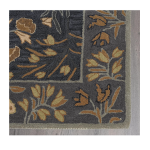 Tapis persan de luxe moderne fait à la main Adeline Floral Design Beige Bleu Tulipes Laine artisanale traditionnelle Lavable pour le sol de la maison - Product Image 4