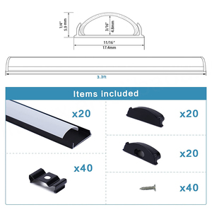 Profilé LED flexible avec couvercle blanc laiteux, diffuseur en aluminium noir pliable pour bande lumineuse, lot de 20, 1 m - Product Image 3