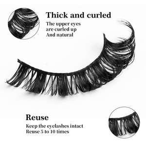 ขนตาปลอมแบบติดเอง 10 คู่ รุ่น Cat Eye Russian Volume D Roll แบบหนา ให้ลุคโดดเด่น ยาวเต็มแถบ ติดซ้ำได้ สีดำเรืองแสง ให้เอฟเฟกต์ 3 มิติ - Product Image 4