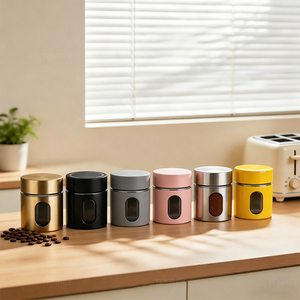 Tenrey Petite boîte à café en acier inoxydable étanche à l'air pour stockage au sol en grains de café - Product Image 3