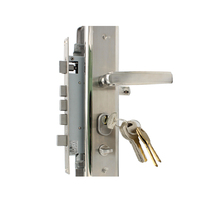 Ensemble de poignées de porte en acier inoxydable de sécurité, avec serrure à levier Euro pour porte intérieure, cylindre de serrure à mortaise 6860, corps de serrure et 5 clés