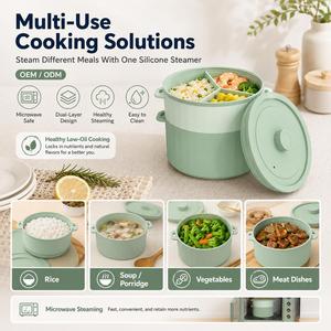 LA Eco-Friendly Silicone Microwave <b>Basket</b> Steam Cooker Oven Safe 6L Capacity <b>Food</b> Grade Vegetable Steaming Pot Silicone Cover 2 - Product Image 2