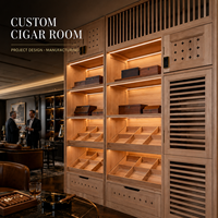 Humidor de Luxe sur Mesure pour Chambre à Cigares, Étagères en Cèdre Espagnol, Système de Contrôle de Température et d'Humidité, Idéal pour Villa et Projets de Résidences de Luxe