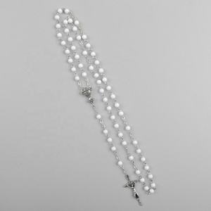 Cuentas acrílicas blancas de 6mm para primera comunión, cadena barata, collar de Rosario, venta al por mayor - Product Image 5