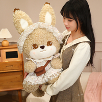 Vente directe usine : Adorable peluche en fourrure bouclée avec jupe en dentelle, lapin ou renard, jouet créatif pour canapé, chambre et décoration intérieure