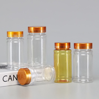 Vente directe d'usine, flacon en plastique PET transparent/jaune pour pilules, vide, 80 ml, 100 ml, 120 ml, 150 ml