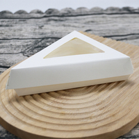 Boîtes à pizza jetables personnalisables en papier blanc triangulaires avec fenêtre pour emballage de tranches de gâteau, desserts et aliments