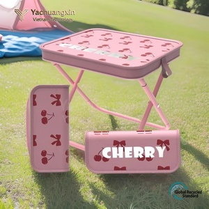 Portable <b>Folding</b> <b>Stool</b> With Oxford Cloth Seat Red Frame Outdoor Picnic Chair - Product Image 4