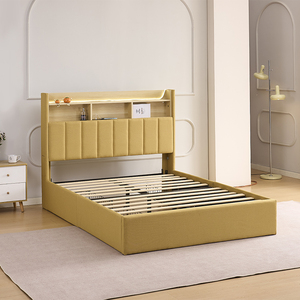 Cabecera de Cama Moderna Tapizada con Librero, Tamaño Queen/King, Tela Ecológica, Cama Suave con Cajones de Almacenamiento - Product Image 2