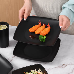 Service de vaisselle carré en paille de blé plastique incassable et compatible lave-vaisselle pour hôtels et restaurants - Product Image 4
