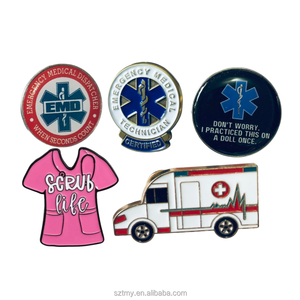 Broches Médicos Personalizados en 3D con Símbolo Médico de Caduceo, Estetoscopio, Órgano y Corazón, en Metal Dorado Esmaltado y Grabado - Product Image 3