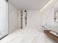 Bahan bangunan Carrara White Modern Anti-Slip Porcelain Porcelanato Ubin Lantai 600x1200mm untuk Kamar Tidur Hotel Ruang Tamu