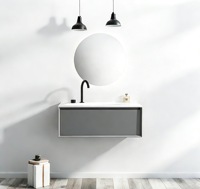 Mueble de Baño Moderno de PVC para Montar en la Pared con Lavabo de Cerámica para Hotel, Venta al Por Mayor 2026