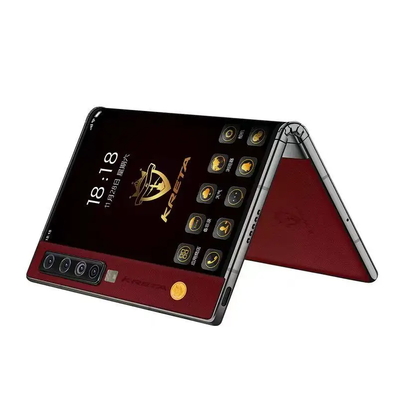 Nieuwe Kreta V 11V Opvouwbare Mobiele Telefoon James Business Dual-Screen 100mp High-End 5G Smartphone Snapdragon 865 Rode Koeienhuid 12 + 512G