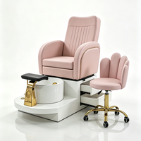 Équipement de salon de manucure de luxe, banc de spa pour les pieds avec base en bois blanc, armoire de rangement moderne, chaise de pédicure avec fonction de massage