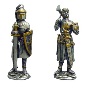 PEWTER ALLOY bar adornos PEWTER ALLOY Estatua de pie en armadura completa Caballero italiano Acabado ALEACIÓN - Product Image 1