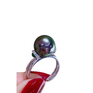 10-11 Flawless Peacock Green and Black Bead <b>Ring</b> 925 Precision Imported Craftsmanship Active Mouth Design Value <b>Pearl</b> <b>Rings</b> - Product Image 5