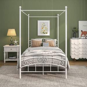 Hoge Kwaliteit Royal Design Enkele Smeedijzeren Hemelbed Moderne Opslag Beschikt Over Uitstekende Slaapkamer Meubels Metalen Frame - Product Image 3