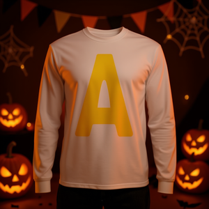 Camiseta amarilla de manga larga con letra A del alfabeto para fiesta de disfraces de Halloween - Product Image 3