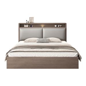 Foshan Factory Wholesale Price Modern Hotel Apartment Bedroom Sets <b>Wooden</b> Platform Bed Frame Upholstered <b>Headboard</b> Storage Shelf - Product Image 1