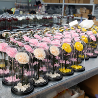 Groothandel Ge conserveerde Bloemen Glazen Koepel Romantische Eeuwige Bloemarrangement Valentijnsdag Cadeau Huis Tafeldecoratie