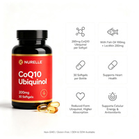 CoQ10 Ubiquinol 200mg Gélules Molles Coenzyme Q10 avec Huile de Poisson Lécithine Complément Santé Cardiaque Antioxydant Soutien Énergétique 30 Gélules