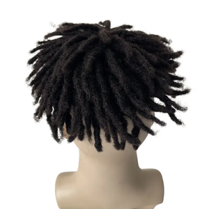 Prótesis capilar India para <span class=keywords><strong>hombre</strong></span> 7x9 8x10 <span class=keywords><strong>corto</strong></span> afro dreadlock mono base tupé con polietileno transparente - Product Image 4