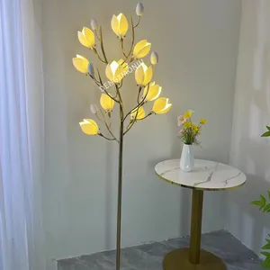 Flower Leaf Floor Lights Decoration Pendant Vertical Floor Lamp Post-modern Bedroom Standing Lamps