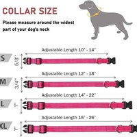 Collier pour chien Hiphoppet réglable, souple, durable, respirant, en nylon, avec boucle réfléchissante, personnalisable, motif uni pour animaux de compagnie