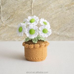ของตกแต่งรถยนต์ ดอกไม้ถักโครเชต์ทำมือ ต้นเดซี่ในกระถาง - Product Image 4