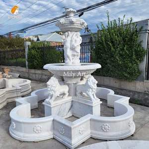 Mily đài phun nước bằng đá cẩm thạch lớn với sư tử và hình điêu khắc cho trang trí biệt thự sân vườn - Product Image 5