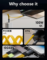 Kabel konverter Data pengisian daya cepat, kabel konverter Data pengisian daya Cepat 20CM 50CM 80CM FPC 8k 100W USB 3.2 Tipe C ke Tipe C