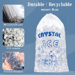 Dùng một lần tái sử dụng tùy chỉnh in rõ ràng Nhựa dây rút nặng 3LB 5lb 8lb 10LB 20lb 25lb LDPE Ice Cube túi cho Ice - Product Image 5