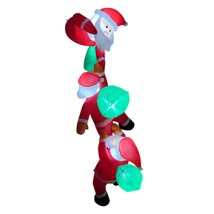 Decorazione Natalizia Gonfiabile a LED con <span class=keywords><strong>3</strong></span> Babbi Natale Impilati, Ornamento Festivo da Giardino e Tetto - Product Image 1