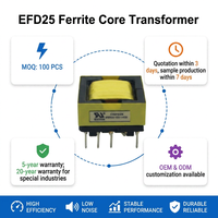 Transformateur de commutation SMD EFD25 220V 24V à noyau de ferrite, SMPS monté sur carte PCB, alimentation industrielle compacte personnalisée