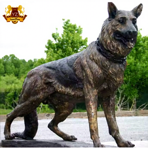Decoración de Exterior, Moderna Estatua de Pastor Alemán Sentado, Tamaño Real, Artesanía en Metal, Estatua de Perro Great Dane de Bronce - Product Image 1