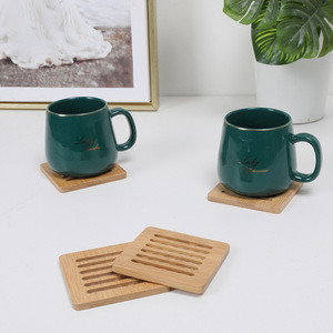 Posavasos Cuadrado de Bambú, Aislante del Calor, Duradero, Color Natural, para Tazas de Café, Uso Doméstico - Product Image 2