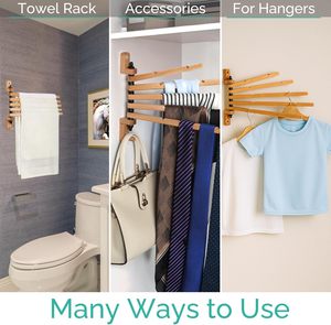 Porte-serviettes pivotant, séchoir à <span class=keywords><strong>linge</strong></span> mural, design moderne en bois dur, 5 barres durables, portable, multifonctionnel, design élégant pour la maison - Product Image 6