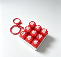 HMJ 3*3 Fidget Clicker Porte-clés en silicone, clavier sensoriel de dessin animé, jouet anti-stress tactile pour adultes et enfants, TDAH, autisme