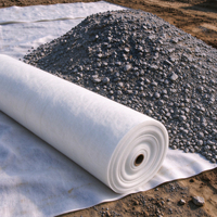 Tissu géotextile non tissé en polyester, fibre de polypropylène coupée, géotextile en polypropylène non tissé aiguilleté pour routes