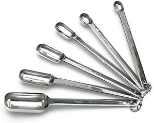 2026 Stainless Steel Eco-Friendly Measuring Spoons Set 6 Rectangular <b>Teaspoon</b> Tablespoon <b>Long</b> Handle Classic Design Dry Liquid - Product Image 2