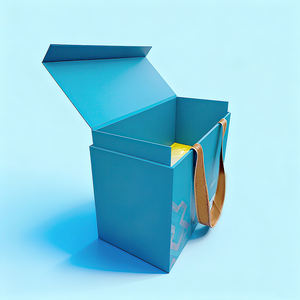 صندوق كرتون فاخر مزدوج للزجاجات باللون الأزرق صديق للبيئة ومحمول مخصص مع طلاء بالأشعة فوق البنفسجية لزجاجات الويسكي والفودكا - Product Image 3