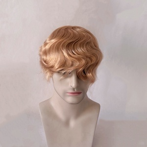 Tupé de Cabello Dorado para <span class=keywords><strong>Hombre</strong></span>, con Encaje Francés Blanqueado en la Parte Delantera y Prótesis de PU, Venta al por Mayor en China, Modelo Q6 # Parche para la Caída del Cabello 22 - Product Image 5